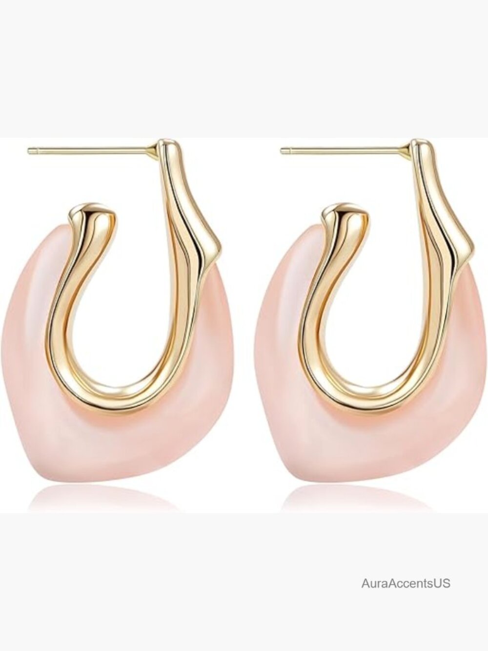 Chunky Acrylic Gold Hoop Earrings Statement Resin Drop